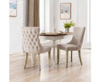 2x Velvet Dining Chairs Tufted Wingback- Beige