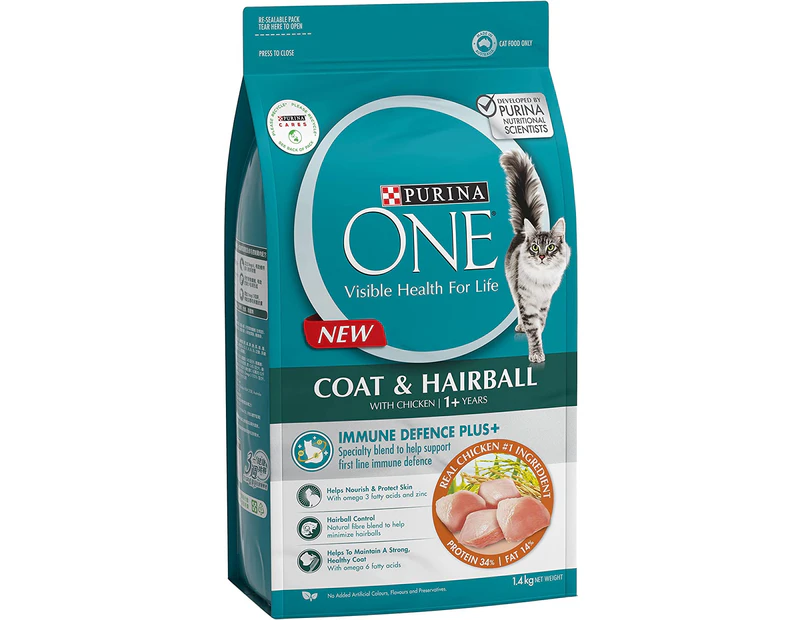 Purina One Adult Hairball Chicken Dry Cat Food Bag 1.4kg