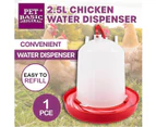 Pet Basic Chicken Water Dispenser 2.5L Large Easy Refill Carry Handle 22x24CM