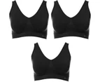 3 Pack Bonds Womens Seamless Wireless Wire Free Black Comfy Crop Bra WVLHY Bulk