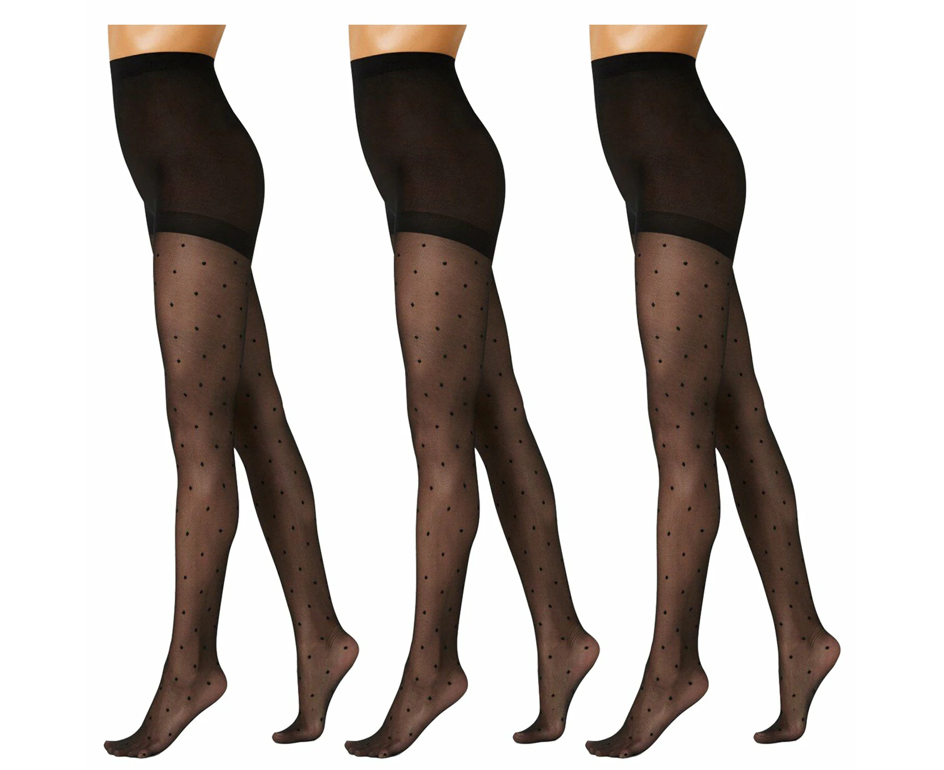 3x Voodoo Lola Tight Polka Dot Spot Black Stockings Pantyhose Tights H33147 Bulk