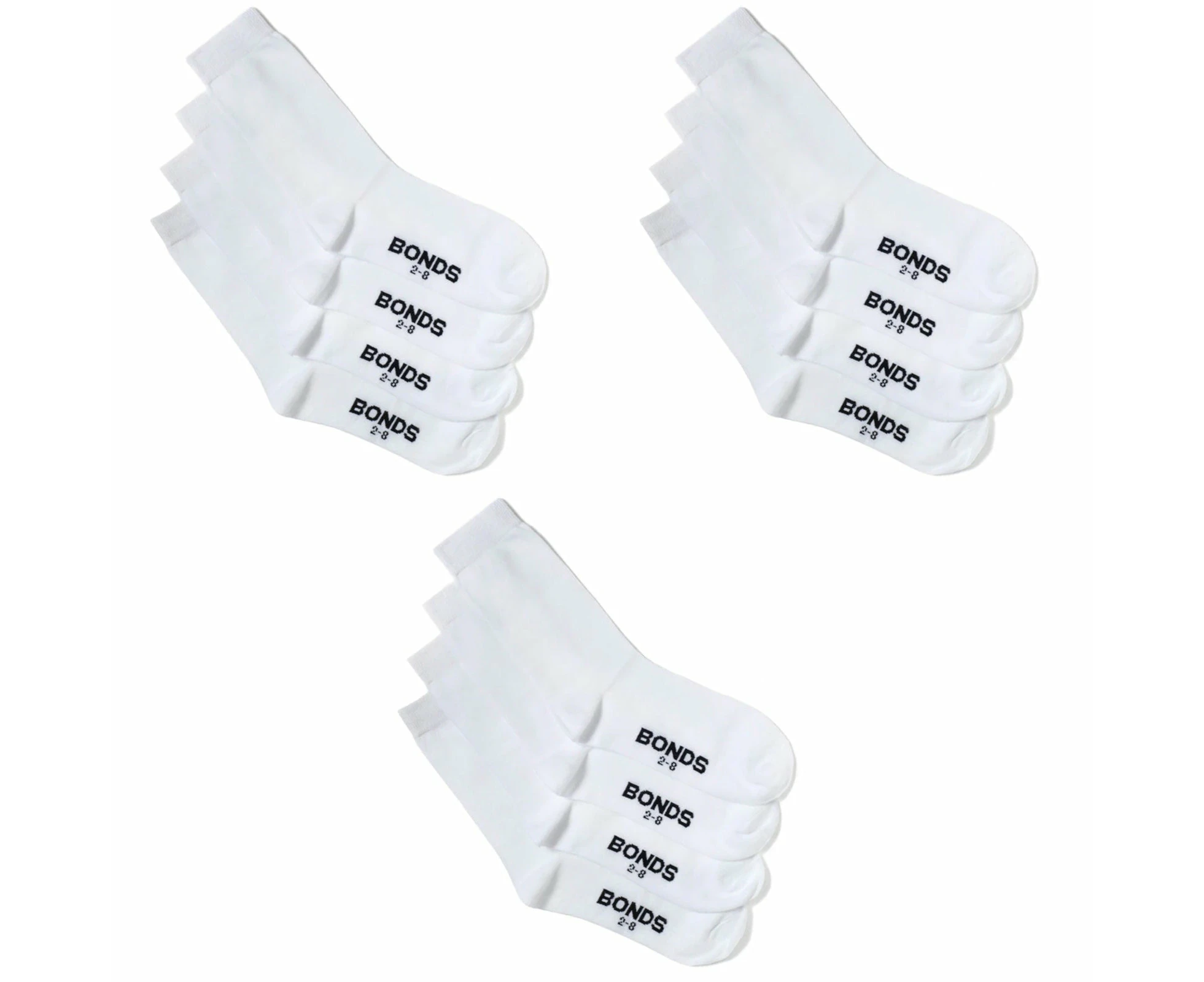 12 Pairs Bonds School Crew Oxford Kids Boys Girls Cotton White Socks R640OO Bulk