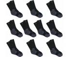 10 Pair Bonds Explorer Tough Work Crew Mens Black Thick Cotton Socks SYNH3N Bulk