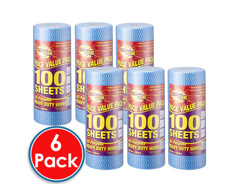 600pc Clean Scene All Purpose Perforated Wipes On Dispenser Roll 30x33cm