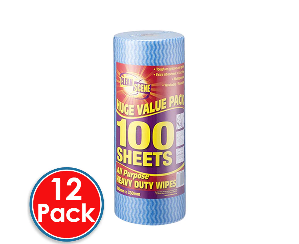 1200pc Clean Scene All Purpose Perforated Wipes On Dispenser Roll 30x33cm