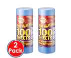 2 x Clean Scene All Purpose Heavy Duty Wipes Cleaners Blue 100 Pack 300 x 330mm