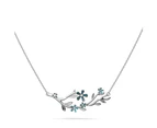 Petalia Turquoise Blue Necklace Featured SWAROVSKI Crystals in White Gold