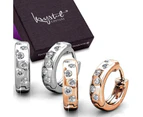Boxed 2-Pairs Encrusted Huggie Earrings Set Embellished with SWAROVSKI® crystals
