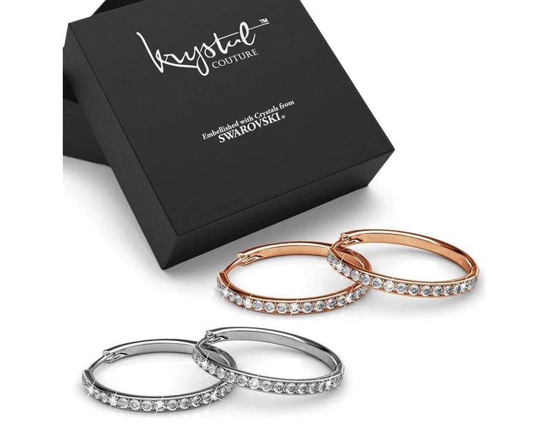 Boxed 2-Pairs Encrusted Hoop Earrings Set Embellished with SWAROVSKI® crystals