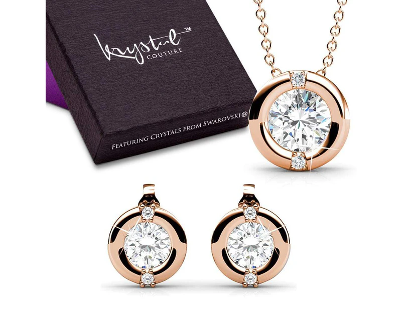 Boxed Millionaire Circle Necklace And Earrings Set Embellished with SWAROVSKI® crystals