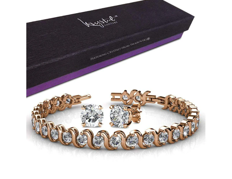 Boxed Venice Bracelet And Earrings Set Rose Gold Embellished with SWAROVSKI® crystals
