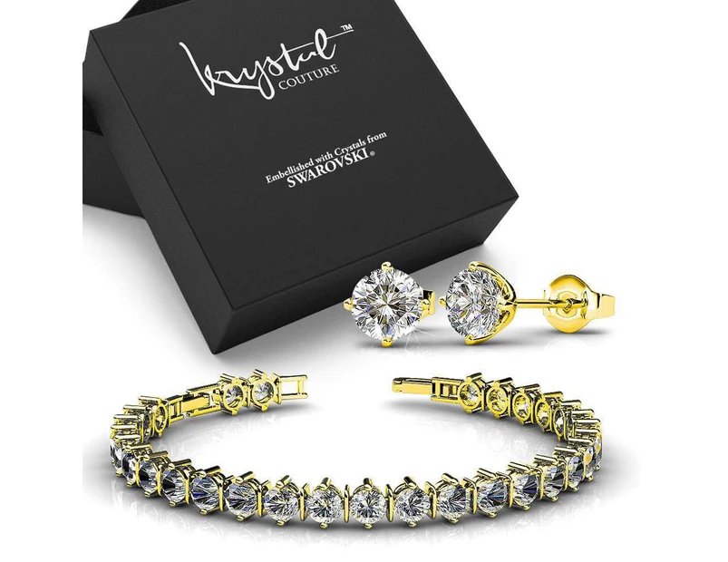 Boxed Bracelet and Earrings Set Embellished with Swarovski crystals