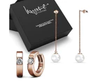 Boxed 2 Pairs of Rose Gold Earrings Set Embellished with SWAROVSKI® Crystals