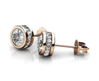 Boxed 2 Pairs of Rose Gold Earrings Set Embellished with SWAROVSKI® Crystals