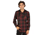 Unit Men's Chester Hooded Flannel Shirt - Red