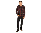 Unit Men's Chester Hooded Flannel Shirt - Red