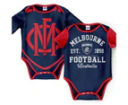 AFL 2 Piece Baby Body Suit - Melbourne Demons - Two Pack - Short & Long Sleeve