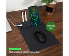 1 Set Wireless Charger Pad 15 W Delicate Texture Pen Storage Fast Induction with Mouse Pad QI Standard Folding Multifunctional Wireless Charger-Black