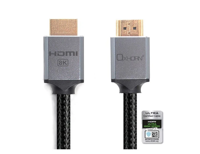 Oxhorn HDMI2.1a 8K@60Hz 3D Ultra Certified Ethernet Aluminum Header Cable 3m Male to Male