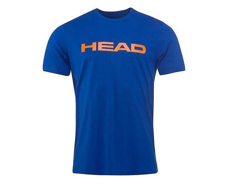 Head Men's Ivan Tee Short Sleeve T-Shirt Tennis Sport 100% Cotton - Royal Blue/Orange