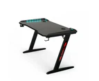 120cm Large Gaming Desk Led Rgb Computer Desk Z Model Racer Carbon Fibre Surface Table Workstation Max Load 175kg With Cup Holder And Headphone Holder