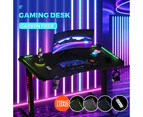 120cm Large Gaming Desk Led Rgb Computer Desk Z Model Racer Carbon Fibre Surface Table Workstation Max Load 175kg With Cup Holder And Headphone Holder