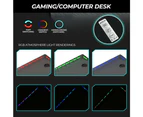 120cm Large Gaming Desk Led Rgb Computer Desk Z Model Racer Carbon Fibre Surface Table Workstation Max Load 175kg With Cup Holder And Headphone Holder