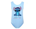 Kids Girls Cartoon Stitch Swimwear Swimming Costume Swimsuit Bikini One Piece Bathing Suit - Sky Blue