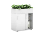 Uniform Credenza + Planter Box [800W x 975H x 428D] - White, white, white handle