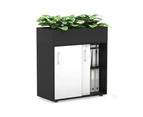 Uniform Credenza + Planter Box [800W x 975H x 428D] - Black, black, white handle