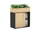 Uniform Credenza + Planter Box [800W x 975H x 428D] - Black, maple, white handle