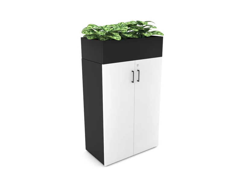 Uniform Medium Storage + Planter Box [800W x 1395H x 428D] - Black, black, black handle