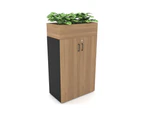 Uniform Medium Storage + Planter Box [800W x 1395H x 428D] - Black, salvage oak, black handle