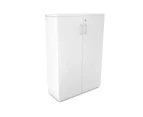 Uniform Medium Storage Cupboard with Medium Doors [800W x 1170H x 350D] - White, white, white handle