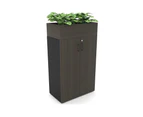 Uniform Medium Storage + Planter Box [800W x 1395H x 428D] - Black, dark oak, black handle