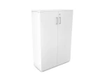 Uniform Medium Storage Cupboard with Medium Doors [800W x 1170H x 350D] - White, white, silver handle