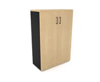 Uniform Medium Storage Cupboard with Medium Doors [800W x 1170H x 350D] - Black, maple, black handle