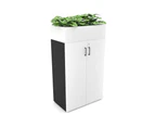 Uniform Medium Storage + Planter Box [800W x 1395H x 428D] - Black, white, black handle