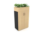 Uniform Medium Storage + Planter Box [800W x 1395H x 428D] - Black, maple, black handle