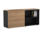 Uniform Small 2 Filing Drawer and Open Storage Unit - Black, salvage oak, silver handle