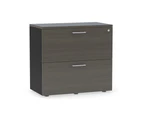 Uniform Small Drawer Lateral Filing Cabinet [ 800W x 750H x 450D] - Black, dark oak, silver handle
