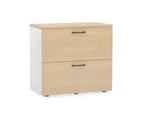Uniform Small Drawer Lateral Filing Cabinet [ 800W x 750H x 450D] - White, maple, black handle