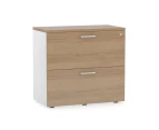 Uniform Small Drawer Lateral Filing Cabinet [ 800W x 750H x 450D] - White, salvage oak, white handle
