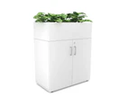 Uniform Small Storage + Planter Box [800W x 975H x 428D] - White, white, silver handle