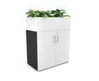 Uniform Small Storage + Planter Box [800W x 975H x 428D] - Black, white, silver handle