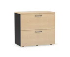 Uniform Small Drawer Lateral Filing Cabinet [ 800W x 750H x 450D] - Black, maple, black handle