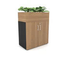Uniform Small Storage + Planter Box [800W x 975H x 428D] - Black, salvage oak, white handle