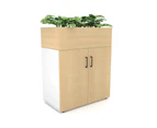 Uniform Small Storage + Planter Box [800W x 975H x 428D] - White, maple, black handle