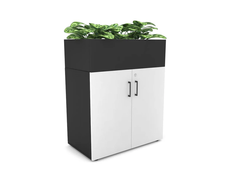 Uniform Small Storage + Planter Box [800W x 975H x 428D] - Black, black, black handle