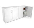 Uniform Small Storage Cupboard [1600W x 750H x 350D] - White, white, silver handle